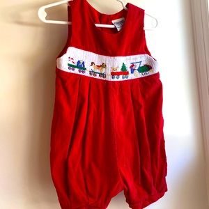 Cutest Christmas Red Corduroy Smocked Outfit